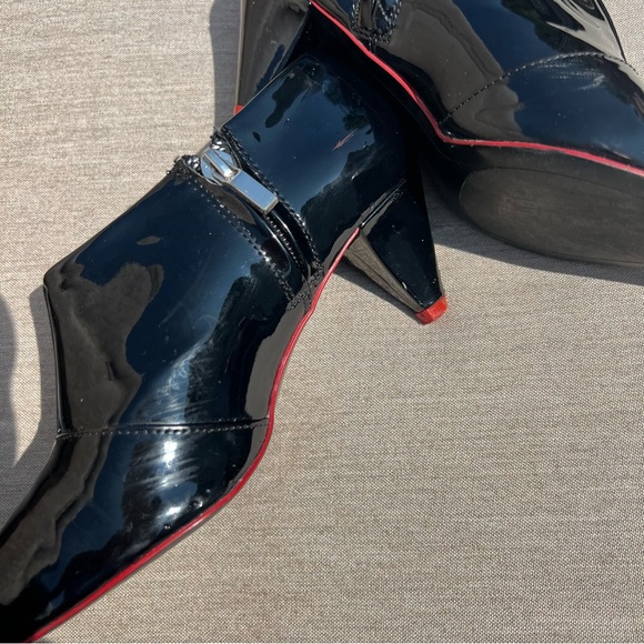 Black Patent Pointed Toe Booties - Picture 9 of 16